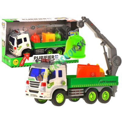 Popelářský nákladní automobil na odpadky + kontejnery